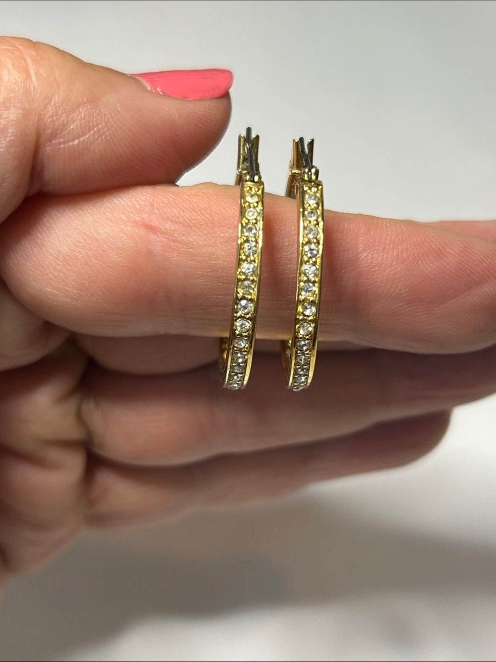 Monet Gold-Tone Crystal Hoop Earrings